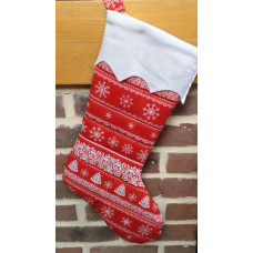  Christmas Stocking - Snowflakes & Trees 